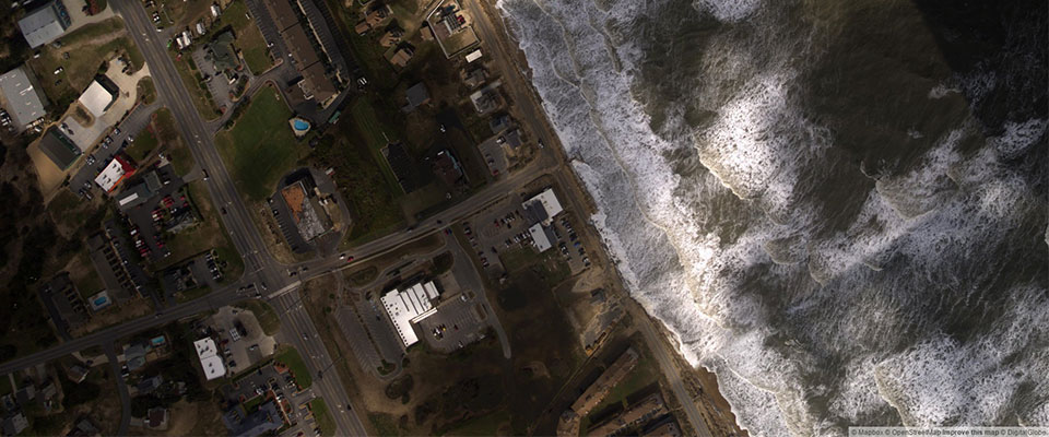 NOAA post-Hurricane Matthew aerial damage assessment image of the North Carolina coast